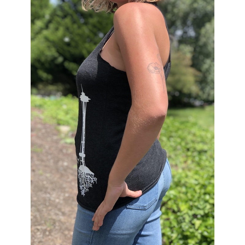 Women'S Needle Tank - Dark Grey/White