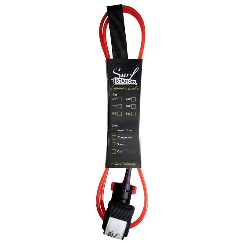 Surf Station Signature Series Surfboard Leash - 8'/Red
