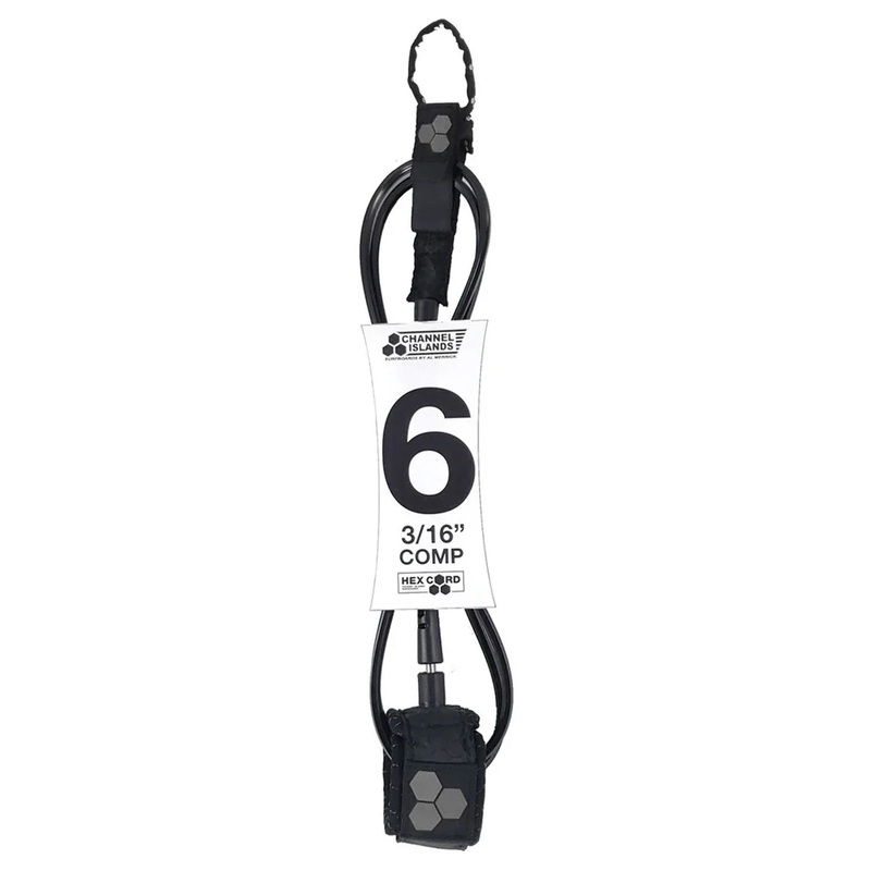 Channel Islands Hex Cord Comp Surfboard Leash - 6' x 3/16"/Black