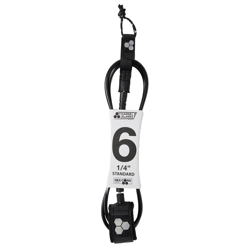 Channel Islands Hex Cord Standard Surfboard Leash - 6' x 1/4"/Black