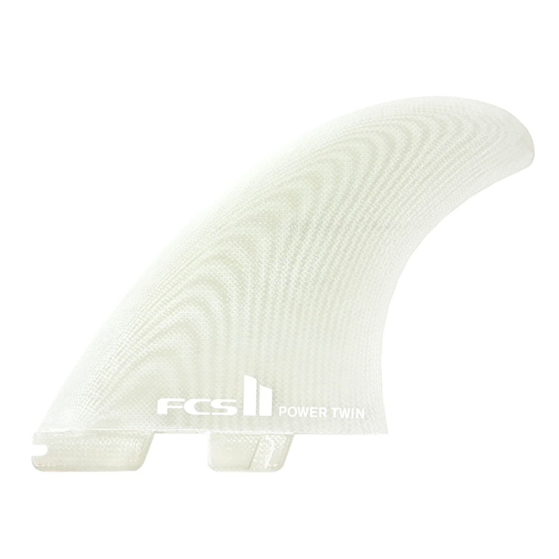 FCS II Power Twin Performance Glass Twin Surfboard Fins - Clear