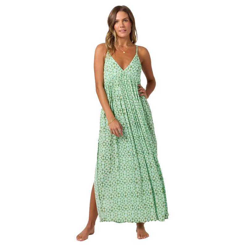 O'Neill Saltwater Essentials Mel Maxi Printed Women's Dress - Peacock Green