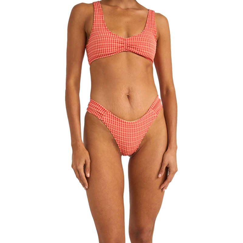 Rhythm Lola Check Soft Side Holiday Women's Bikini Bottoms - Red